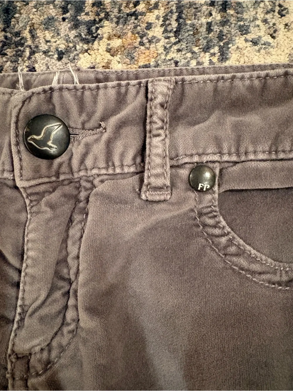 Free People Womens Grey Skinny Corduroy Pants Sz 27